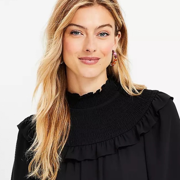 LOFT Tops - NWT - Ruffle Smocked Yoke Blouse by Ann Taylor Loft (ad photo)